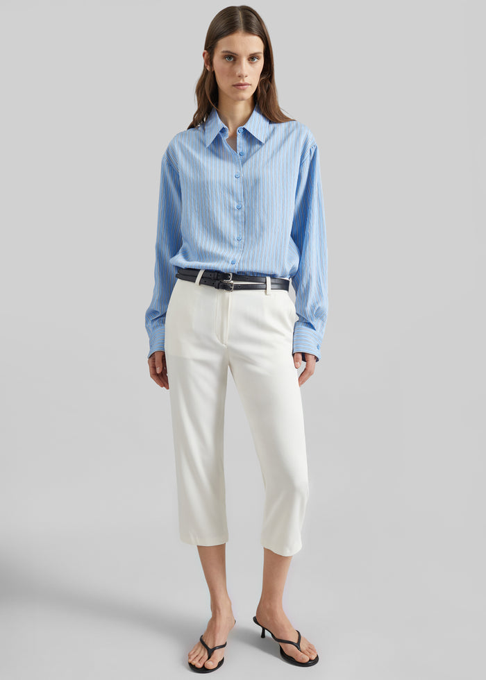 Peri Fluid Shirt - Blue/White Stripe