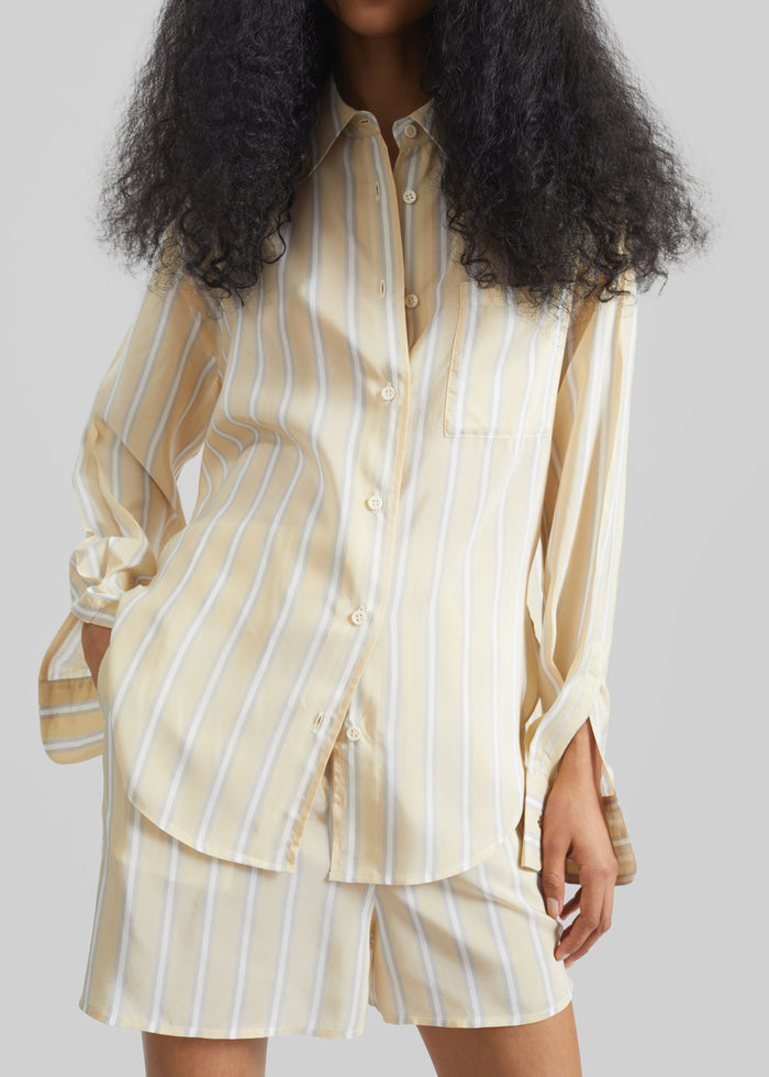 Peri Fluid Shirt - Yellow/White Stripe
