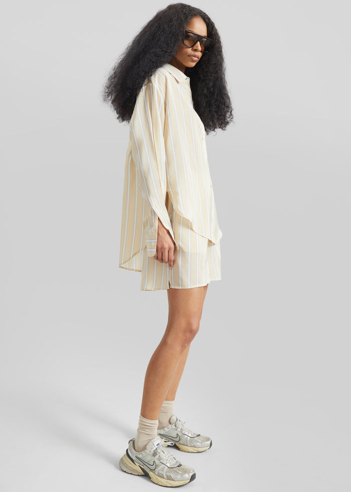 Peri Fluid Shirt - Yellow/White Stripe