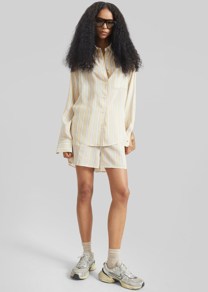 Peri Fluid Shirt - Yellow/White Stripe