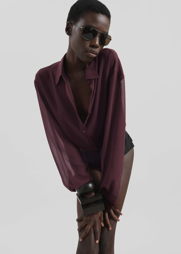 Peri Georgette Shirt - Burgundy