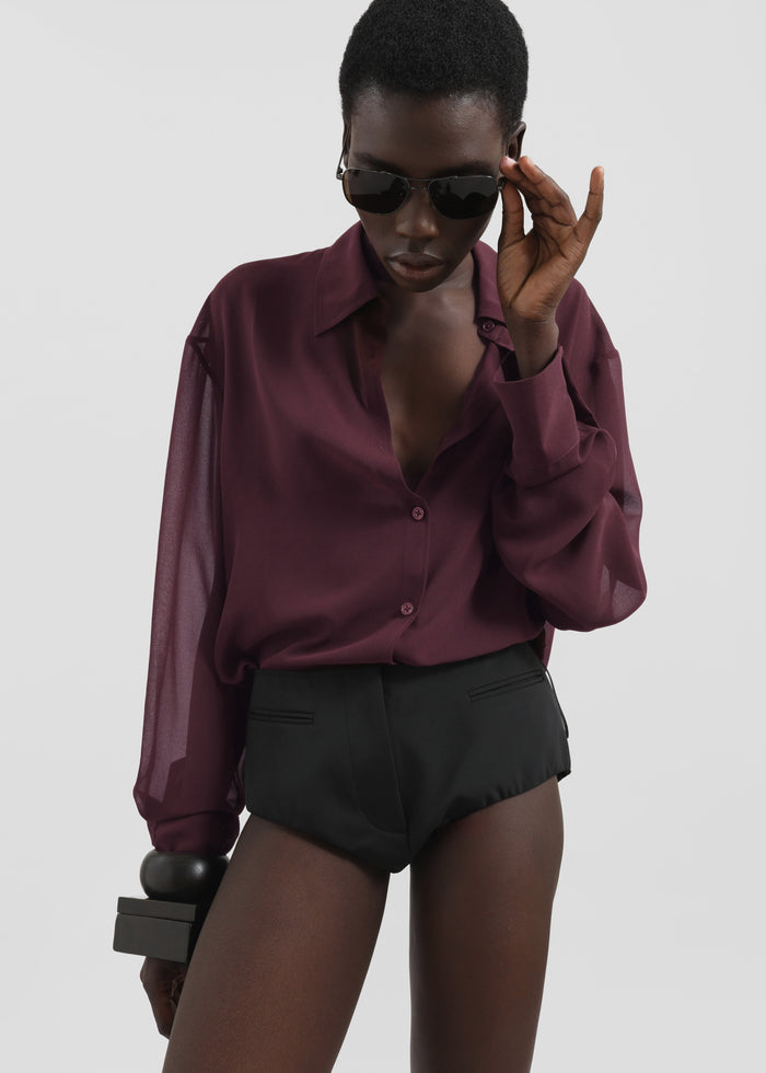 Peri Georgette Shirt - Burgundy