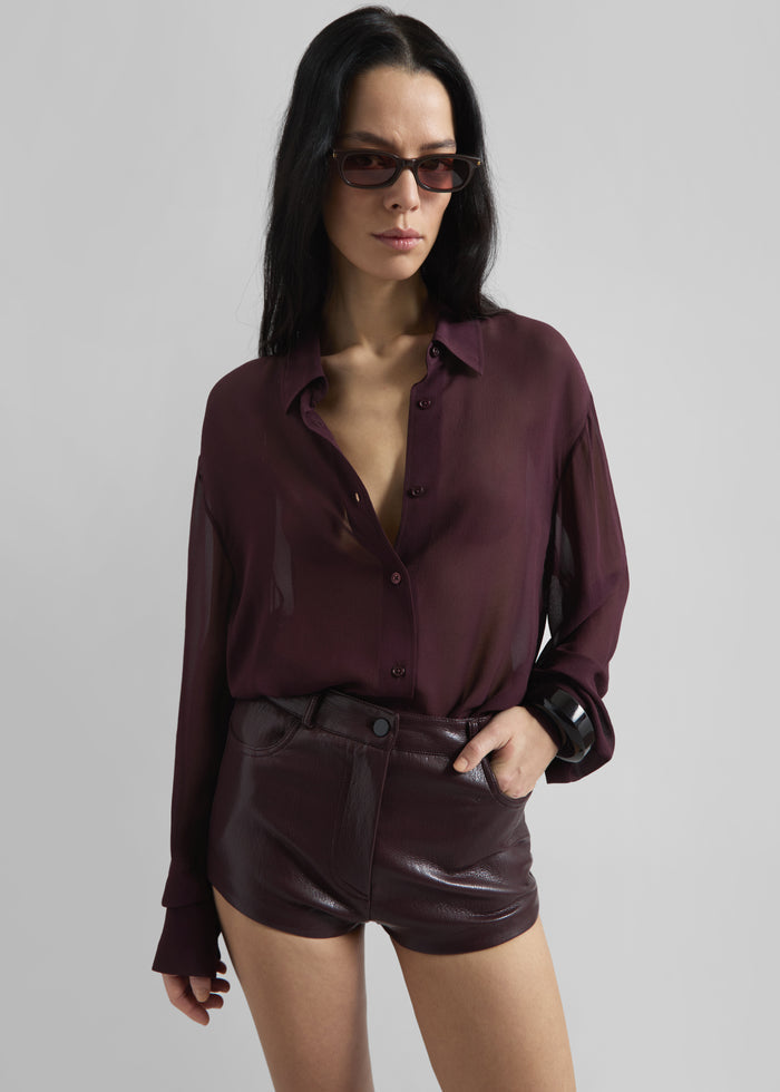 Peri Georgette Shirt - Burgundy
