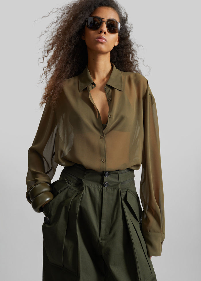 Peri Georgette Shirt - Khaki