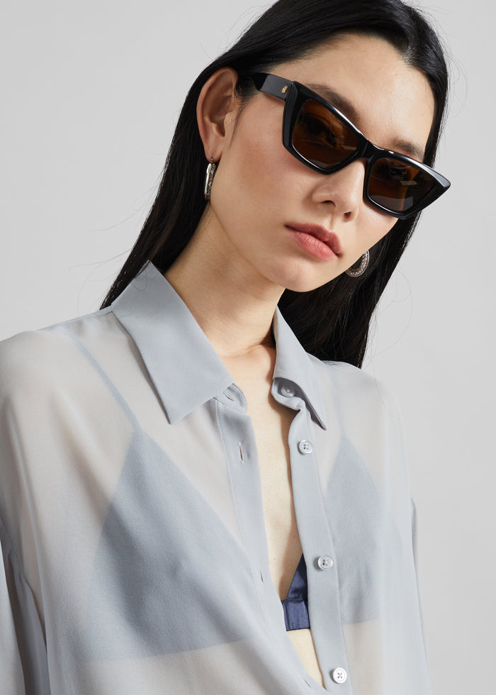 Peri Georgette Shirt - Slate Grey