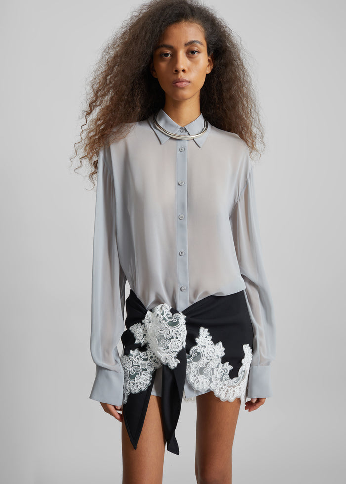 Peri Georgette Shirt - Slate Grey