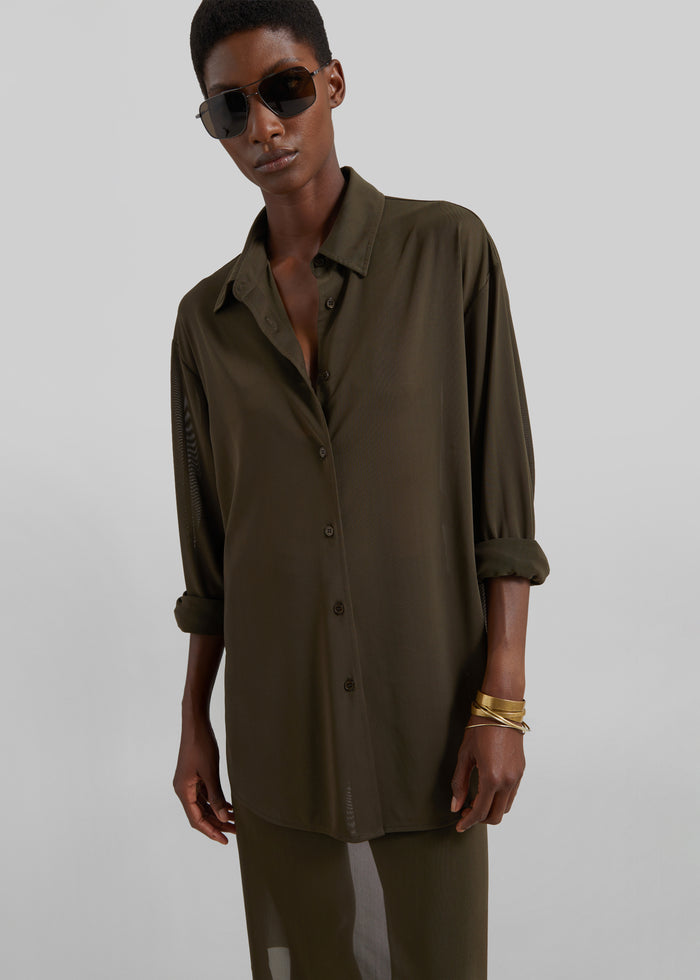 Peri Mesh Fluid Shirt - Khaki