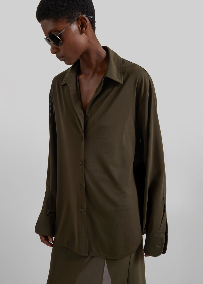 Peri Mesh Fluid Shirt - Khaki