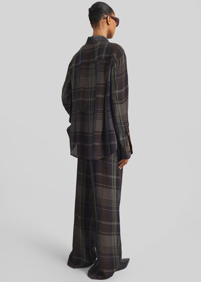 Peri Sheer Fluid Shirt - Navy Tartan
