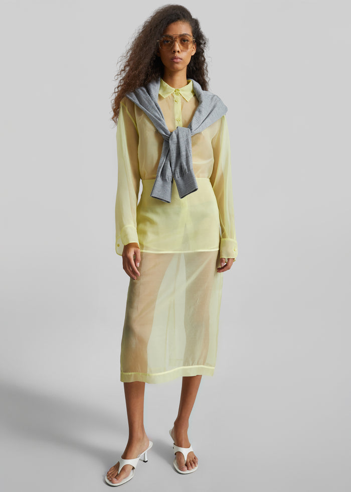 Peri Sheer Midi Skirt - Pale Yellow