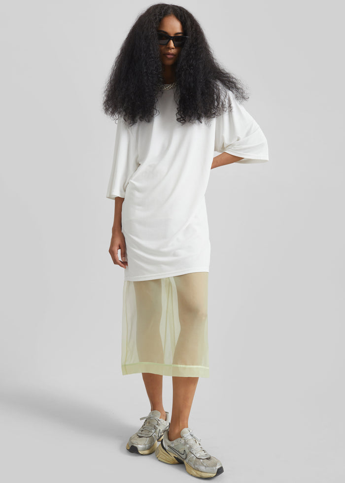 Peri Sheer Midi Skirt - Pale Yellow