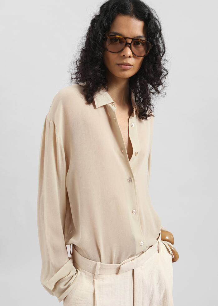 Peri Silk Georgette Shirt - Beige