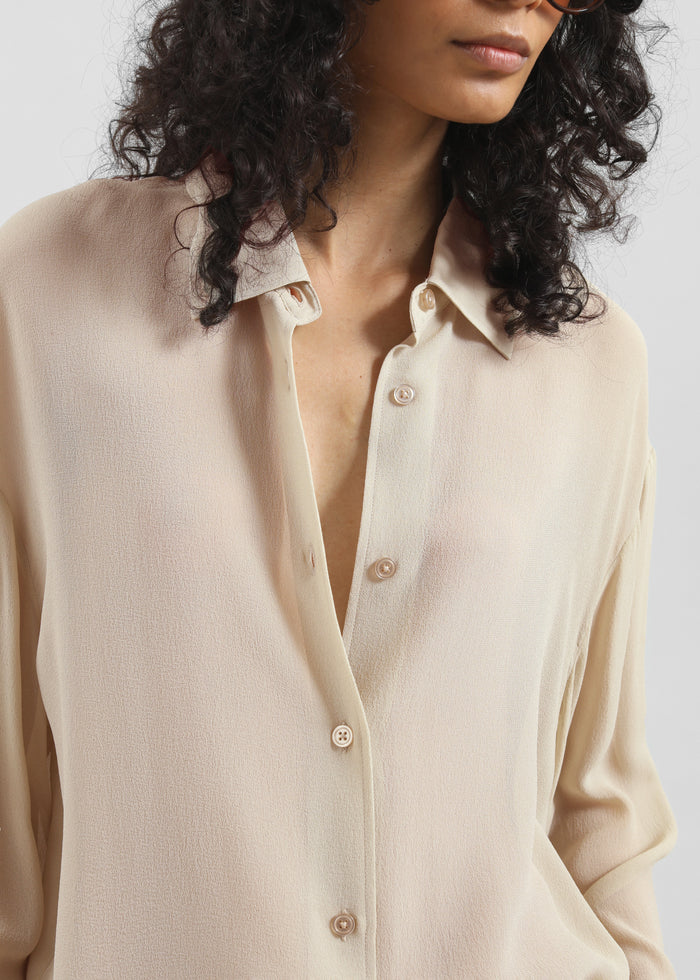 Peri Silk Georgette Shirt - Beige