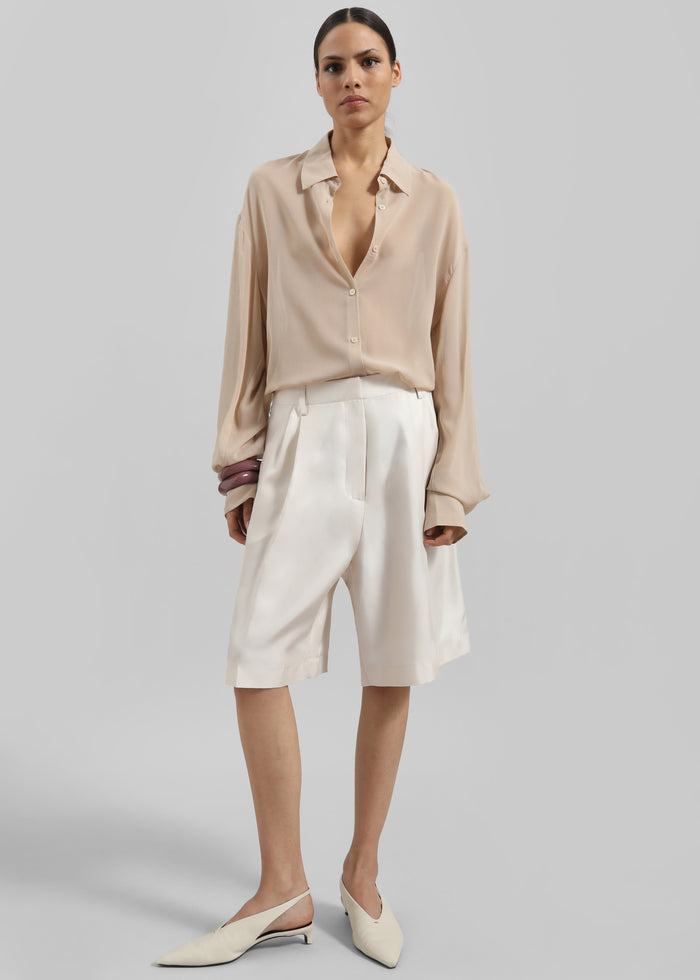 Peri Silk Georgette Shirt - Beige