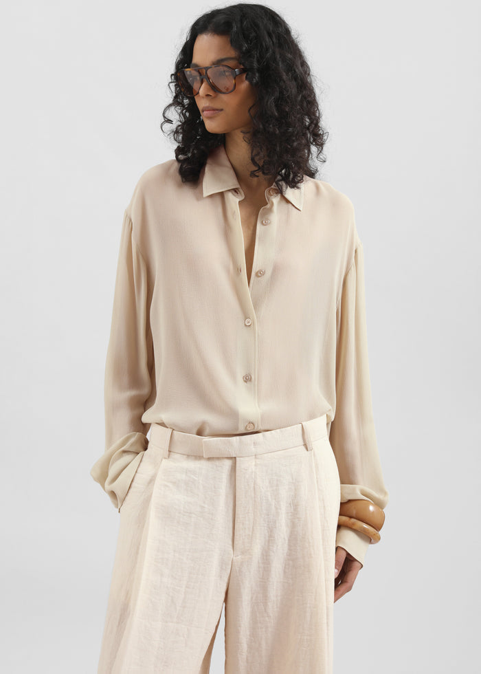 Peri Silk Georgette Shirt - Beige