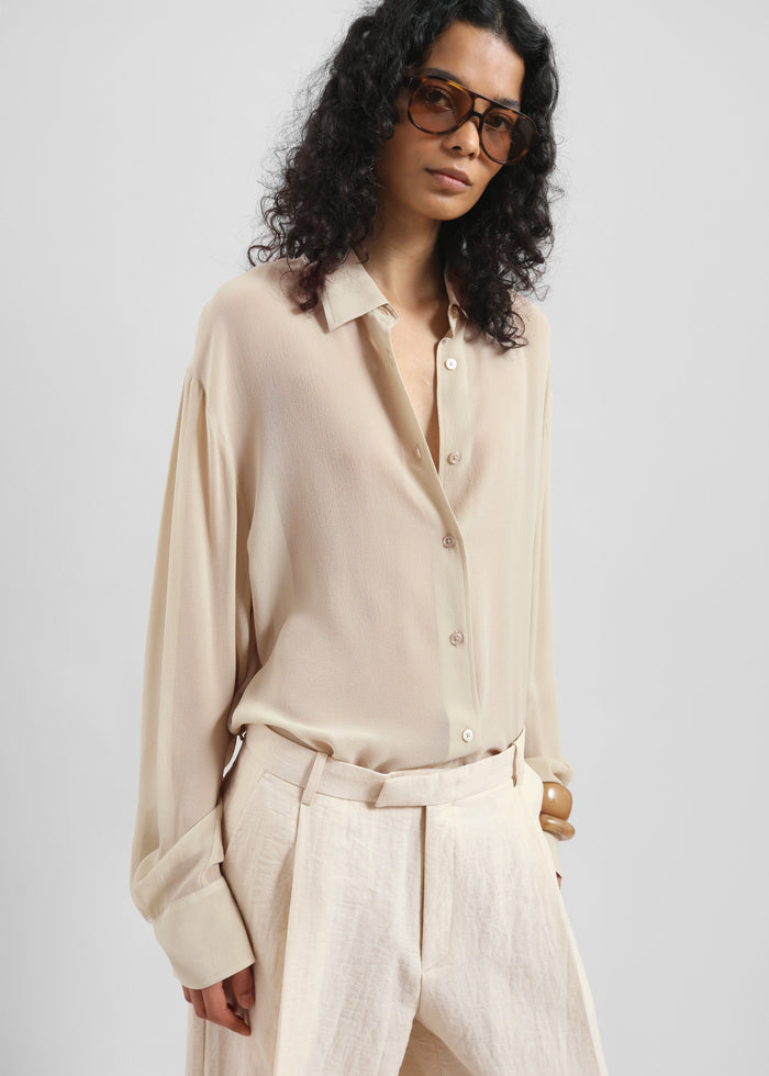 Peri Silk Georgette Shirt - Beige