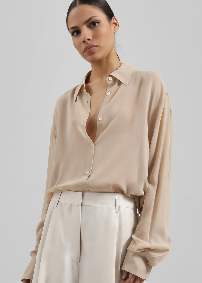 Peri Silk Georgette Shirt - Beige