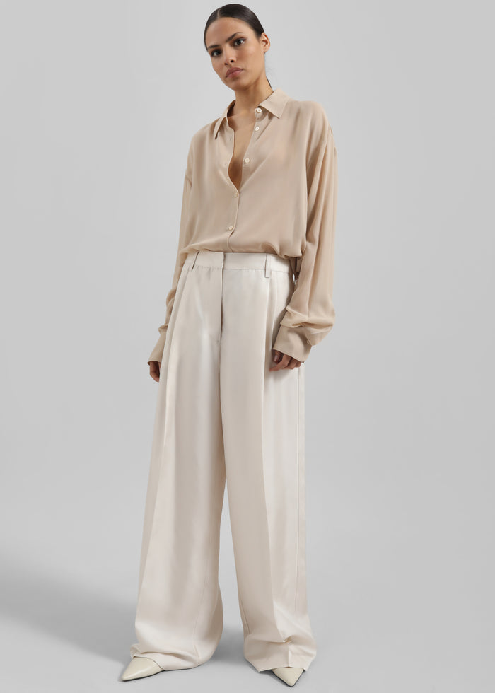 Peri Silk Georgette Shirt - Beige