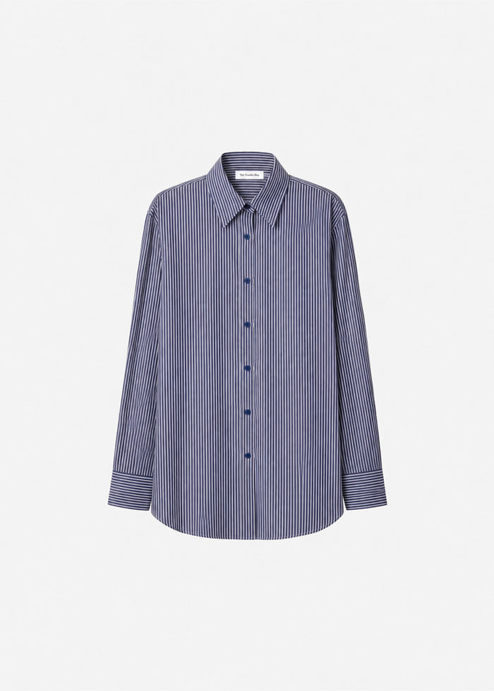 Peri Silk Shirt - Navy/White Stripe