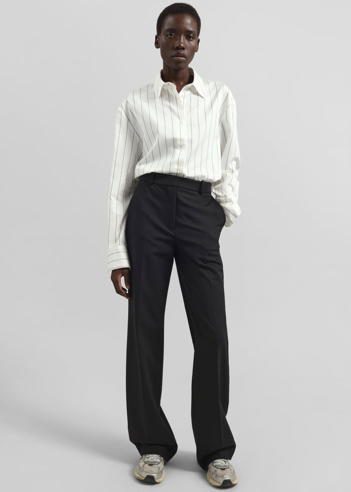 Peri Striped Cotton Shirt - White/Brown Stripe