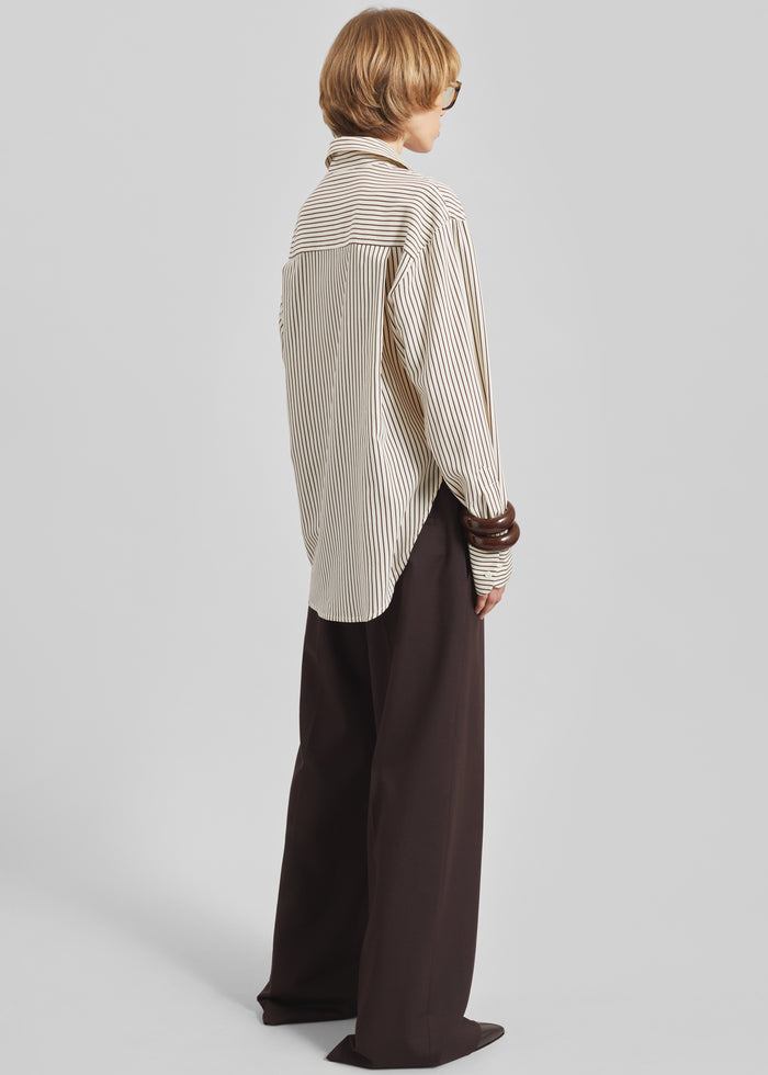 Peri Striped Fluid Shirt - Beige/Brown