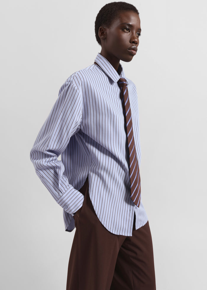 Peri Striped Fluid Shirt - Blue/Brown