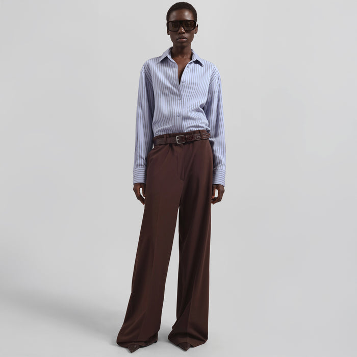 Peri Striped Fluid Shirt - Blue/Brown