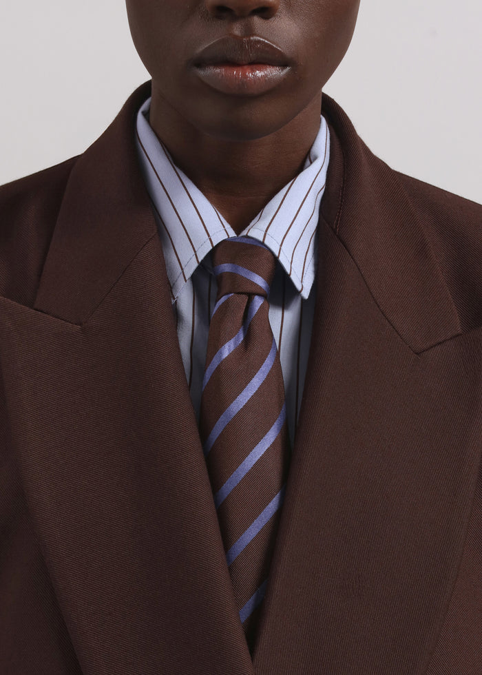 Peri Striped Fluid Shirt - Blue/Brown