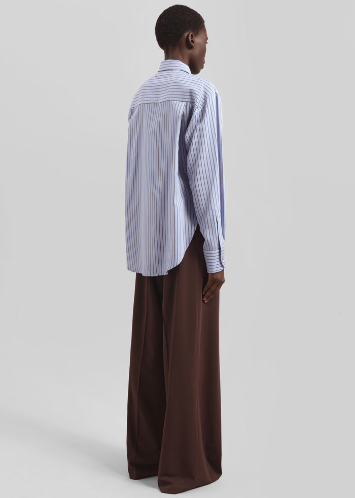 Peri Striped Fluid Shirt - Blue/Brown