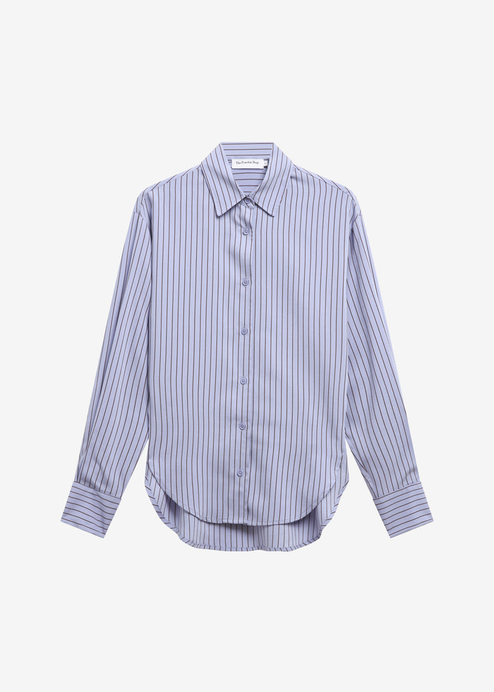 Peri Striped Fluid Shirt - Blue/Brown