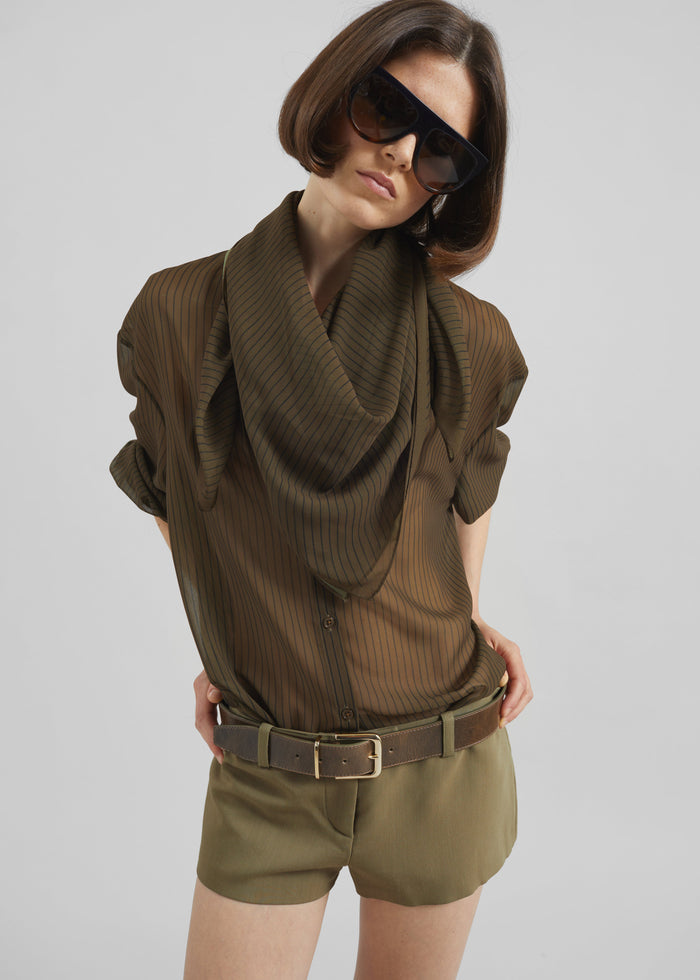 Peri Striped Shirt - Olive/Black Stripe