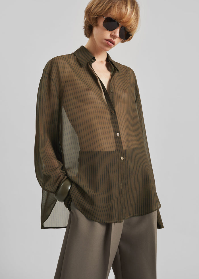 Peri Striped Shirt - Olive/Black Stripe