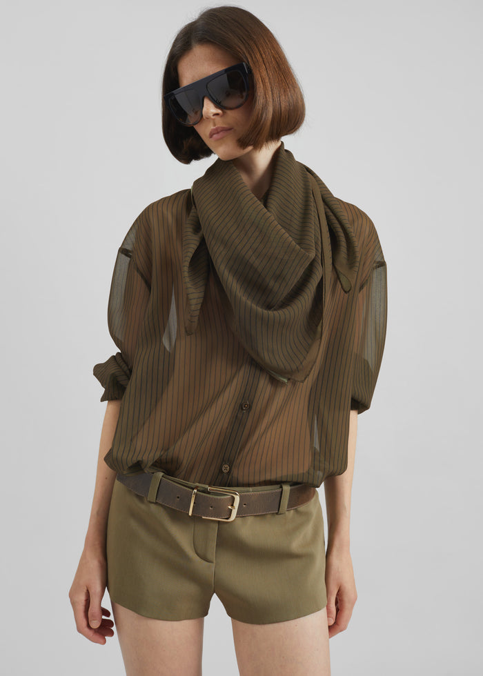Peri Striped Shirt - Olive/Black Stripe