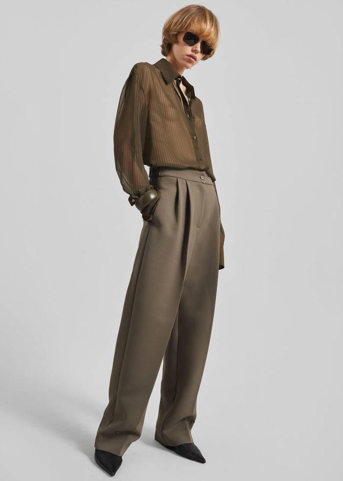 Peri Striped Shirt - Olive/Black Stripe