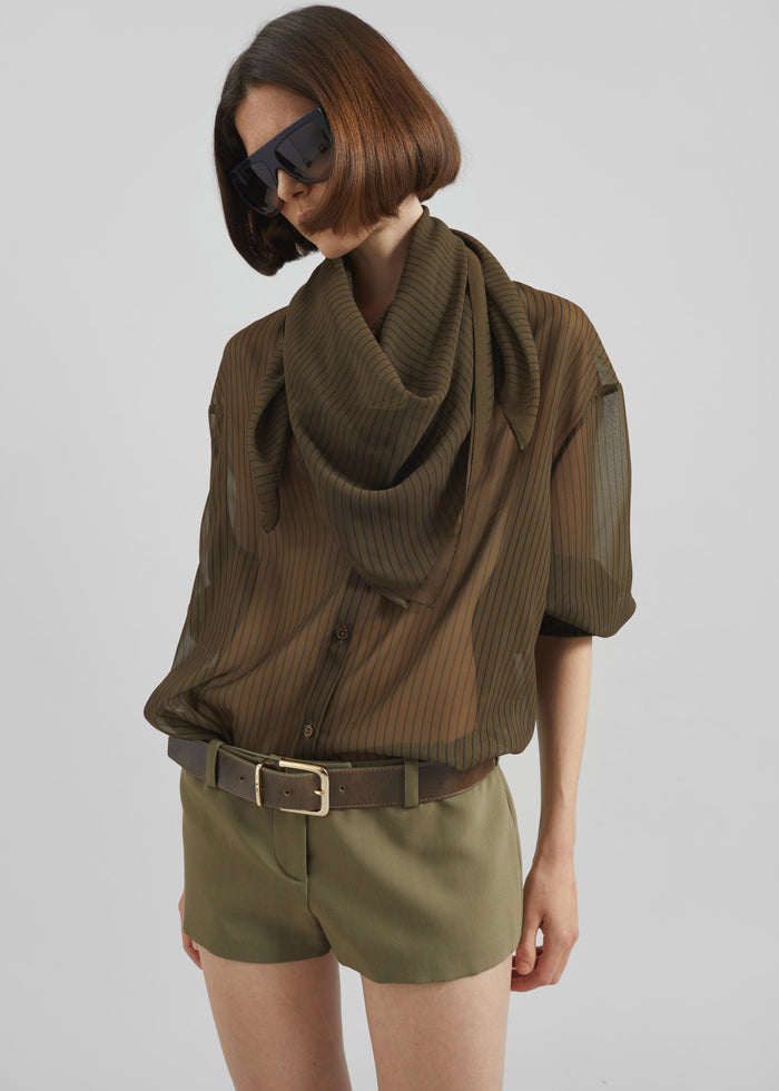 Peri Striped Shirt - Olive/Black Stripe
