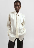 Peri Striped Silk Shirt - Cream/Navy Stripe