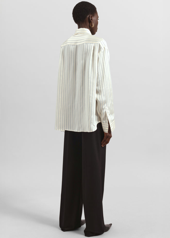 Peri Striped Silk Shirt - Cream/Navy Stripe