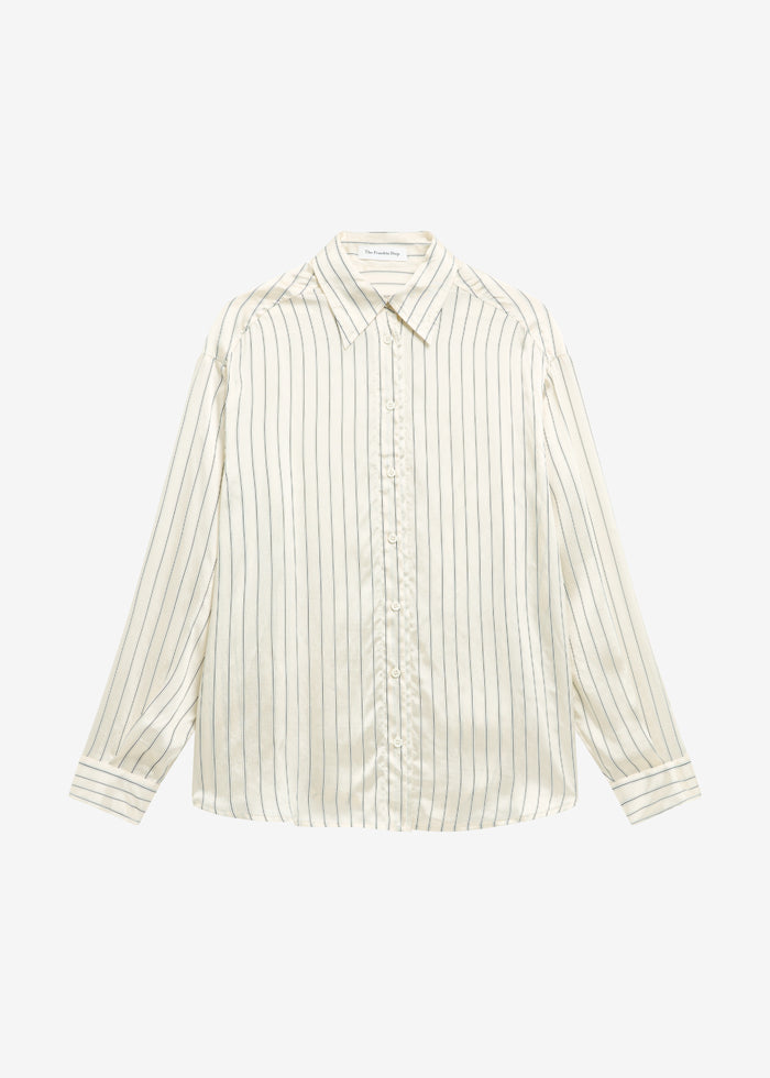 Peri Striped Silk Shirt - Cream/Navy Stripe