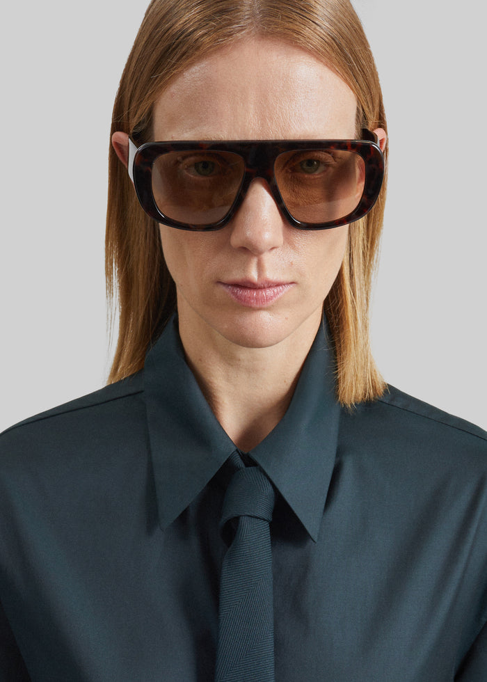 Peri Tie Neck Shirt - Bottle Green