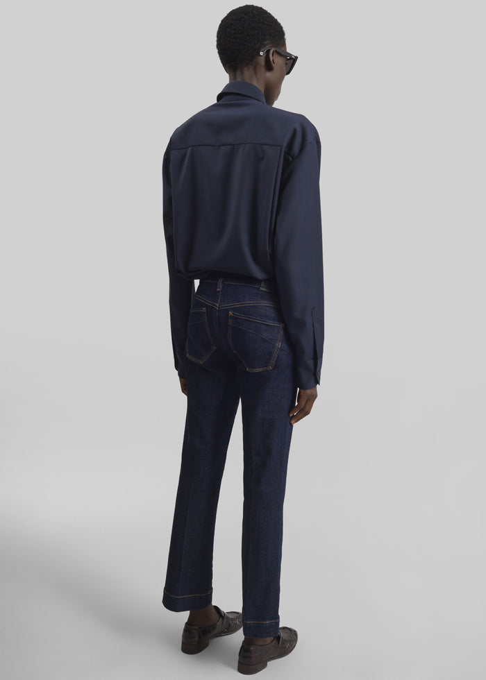 Peri Tie Neck Shirt - Navy