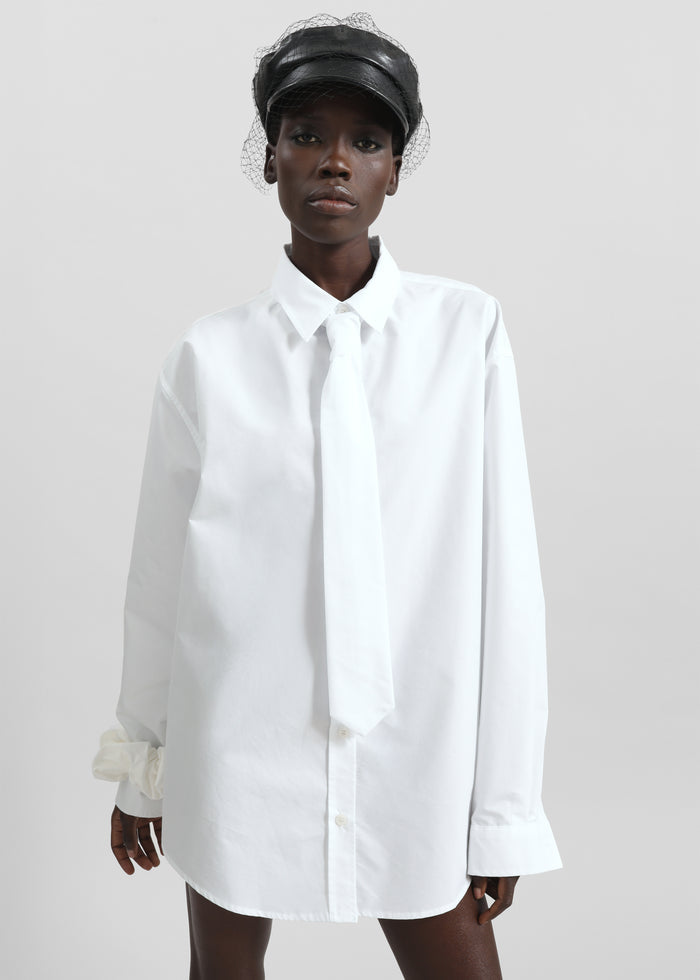 Perna Tie Neck Shirt - White