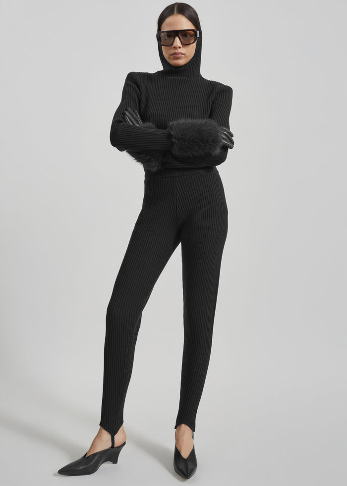 Piuma Knit Stirrup Leggings - Black