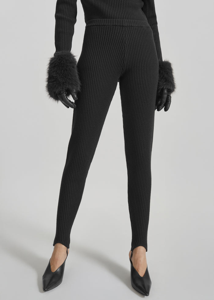 Piuma Knit Stirrup Leggings - Black