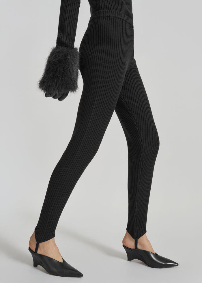 Piuma Knit Stirrup Leggings - Black