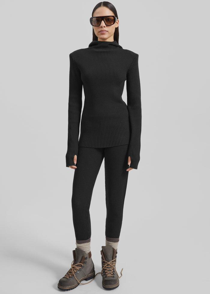 Piuma Knit Stirrup Leggings - Black