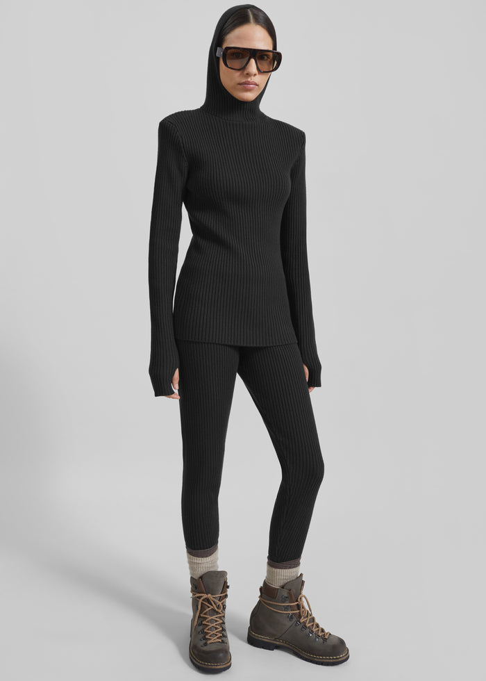 Piuma Knit Stirrup Leggings - Black