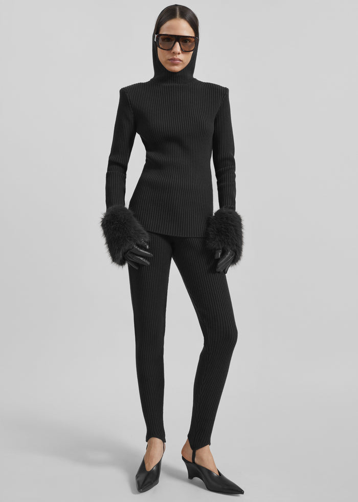 Piuma Knit Stirrup Leggings - Black