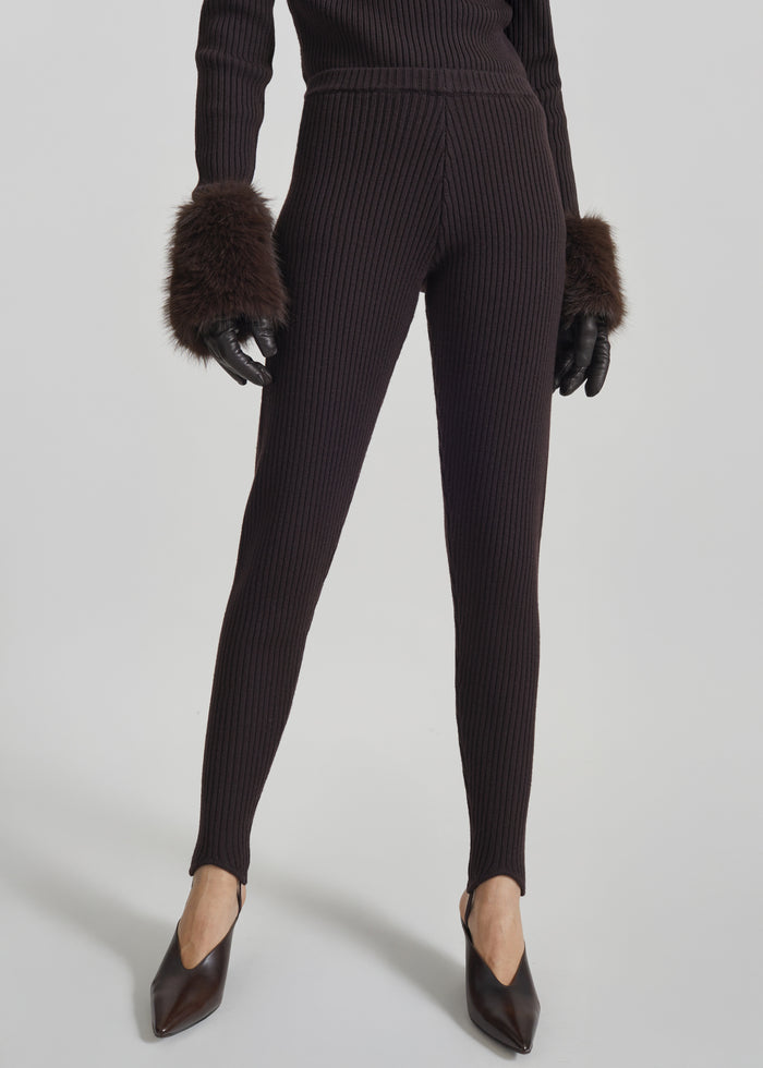 Piuma Knit Stirrup Leggings - Brown