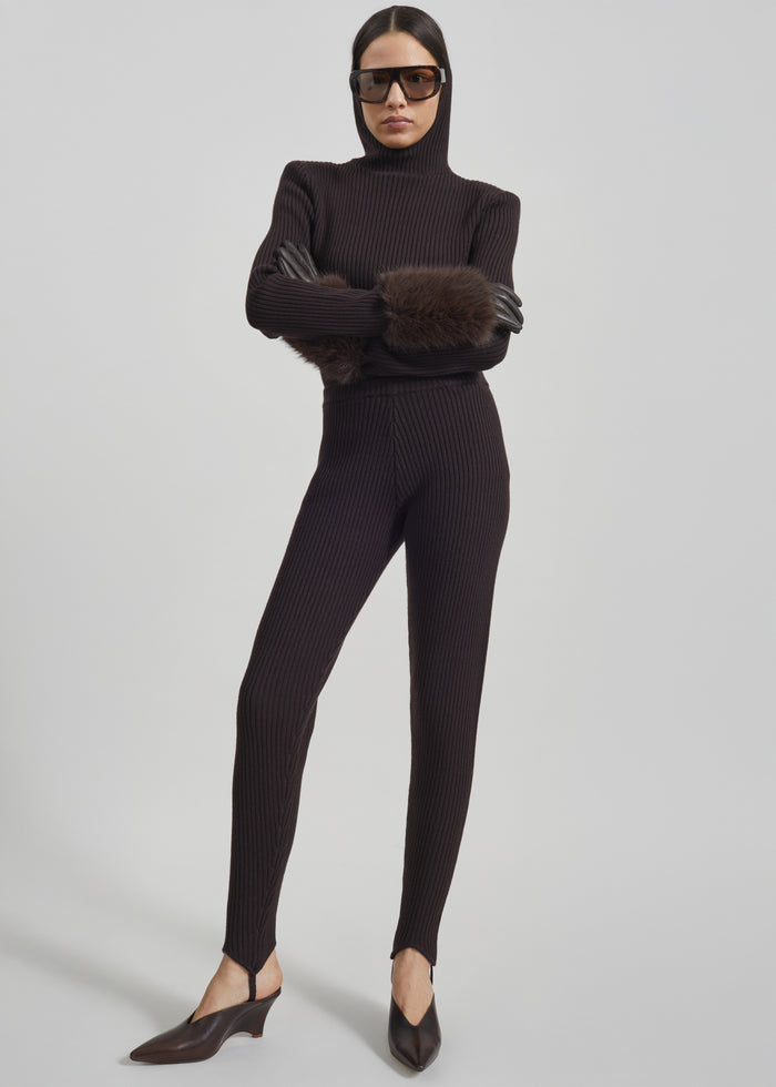 Piuma Knit Stirrup Leggings - Brown