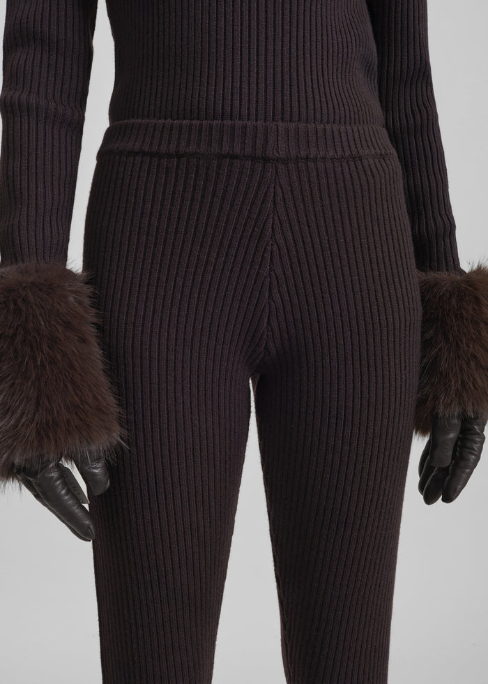 Piuma Knit Stirrup Leggings - Brown